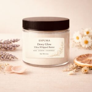 Dewy Glow Ultra-Whipped Body Butter – Rose, Jasmine & Chamomile (4 oz)