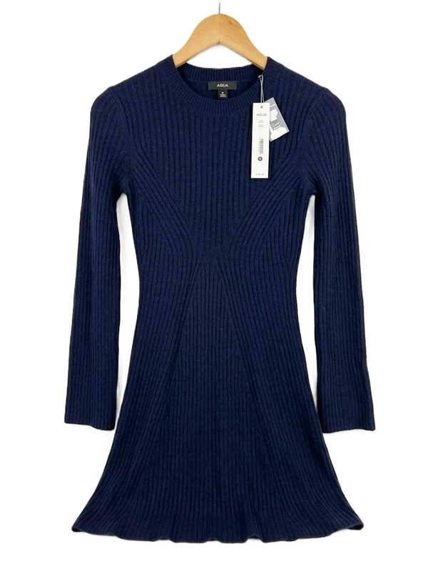 Aqua 100% Cashmere Navy Peacoat Sweater Size XS - Image 4