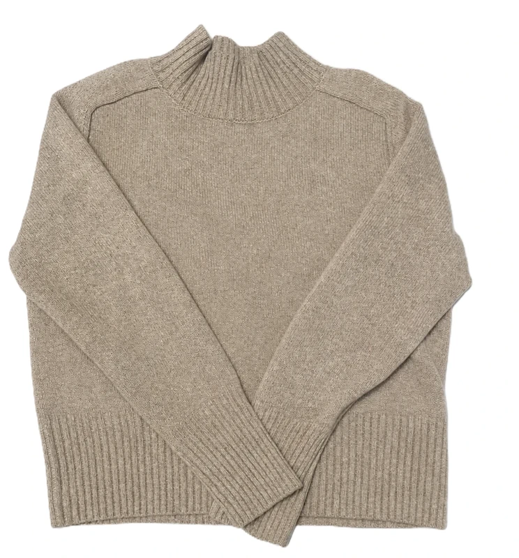 100% Aqua Cashmere Wheat Turtleneck Sweater Size XL - Image 3