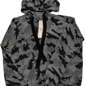 100% Aqua Cashmere Charcoal Camo Hoodie Size Small