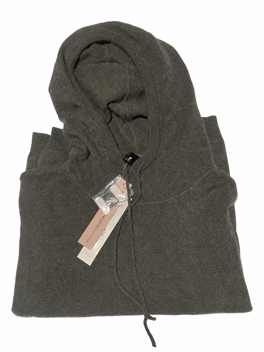Aqua Cashmere Charcoal Hoodie Sweater Luxury Relaxed Knit Pullover - Image 2