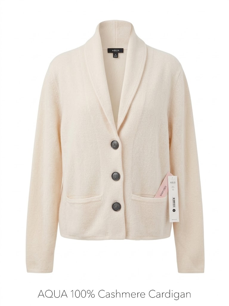 Aqua 100% Cashmere Ivory Cardigan Size XXL