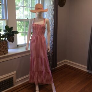 Riviya Pink Stripe Strapless Maxi Dress With Pockets Size 1X