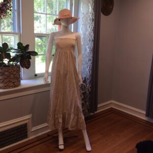 Rayviya Beige Gingham Strapless Maxi Dress With Pockets Size Medium