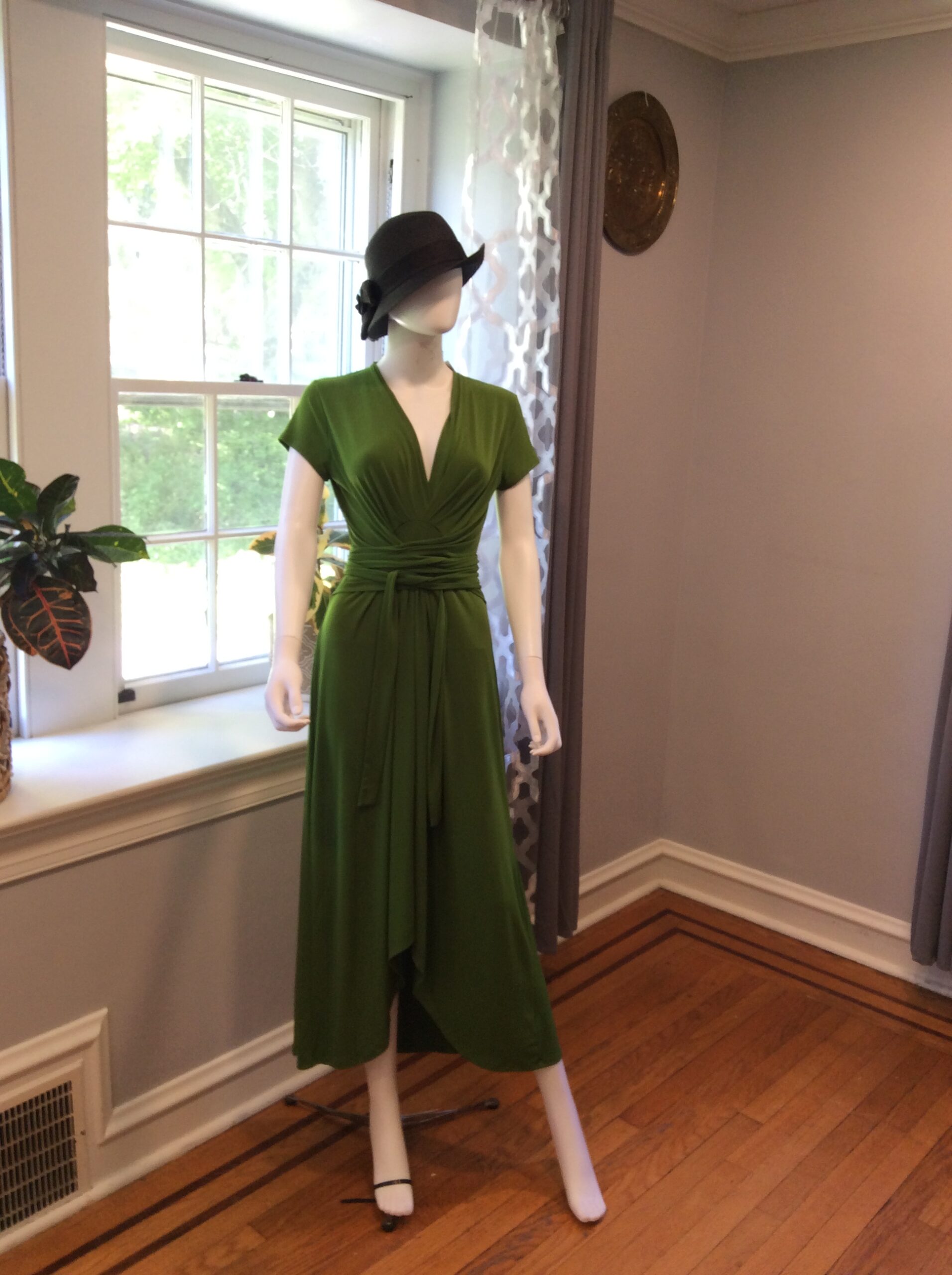 Michael Kors Elegant Olive Green Draped Dress Size M