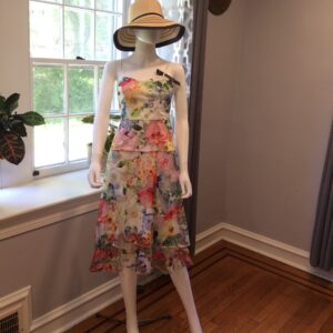Adrianna Papell Soft Pastel Floral Layered Midi Dress Size 2