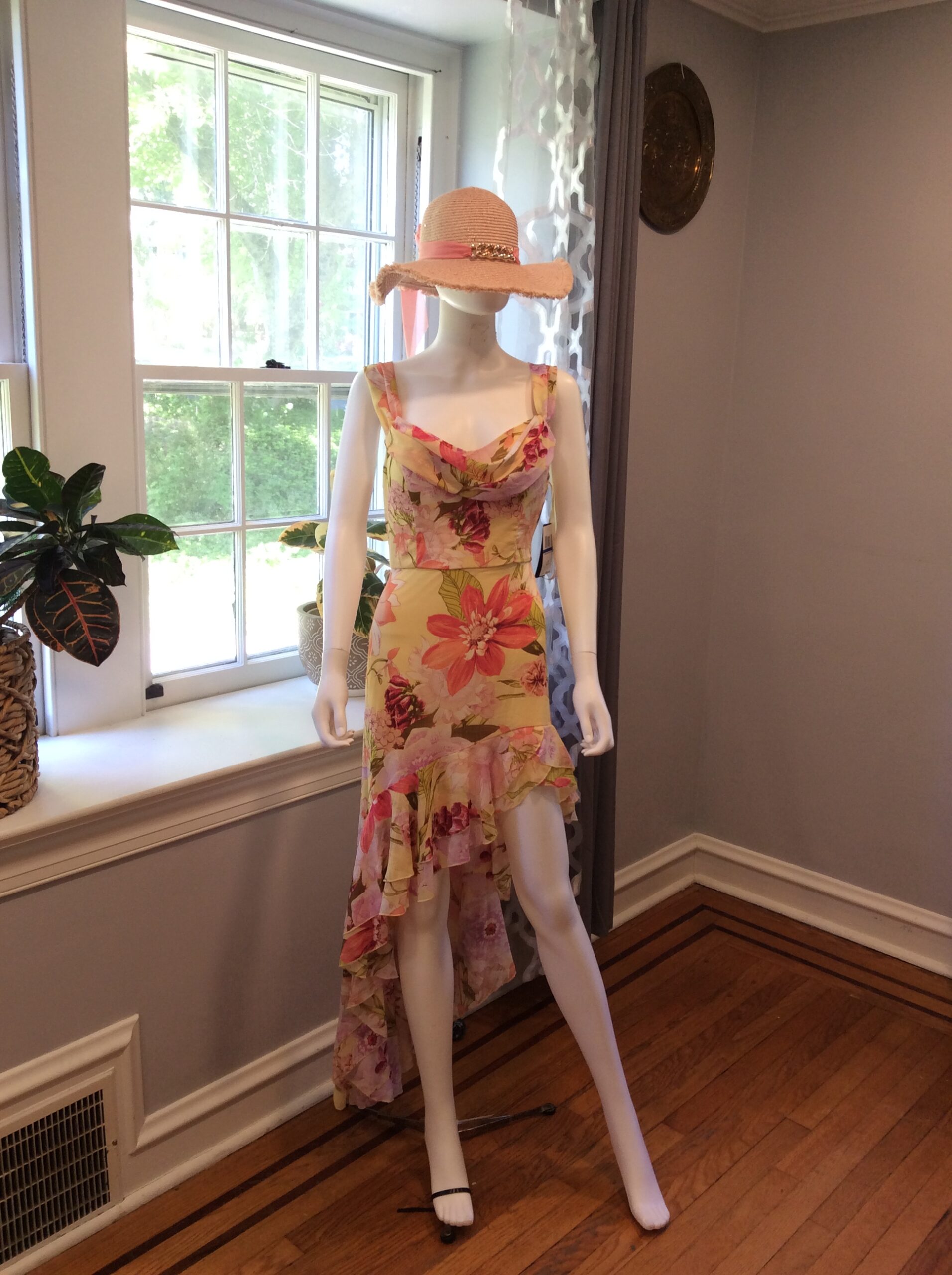 City Studio Golden Tropical Floral Midi Dress Size XL