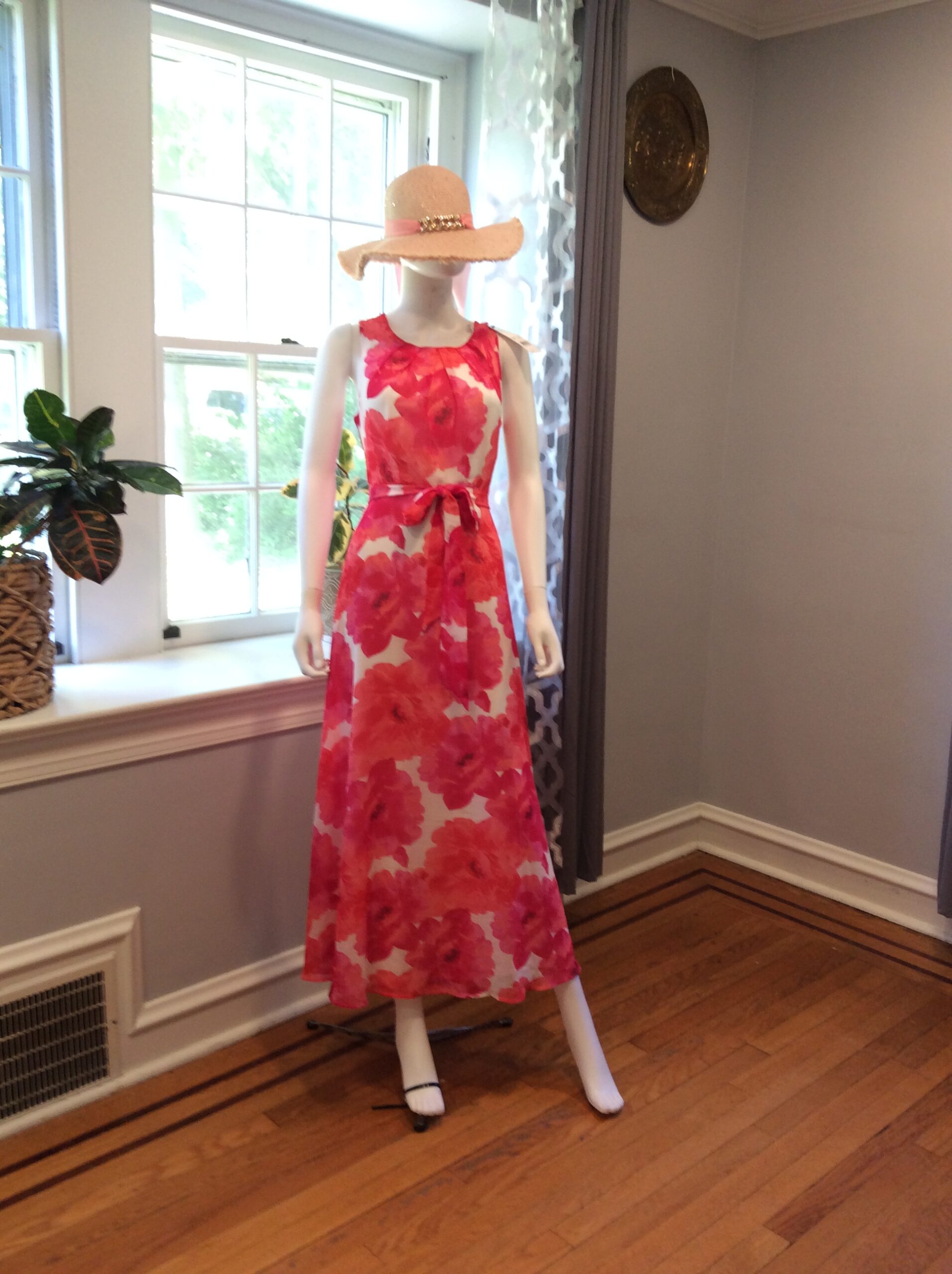 NY Collection Watercolor Floral Sleeveless Maxi Dress PM