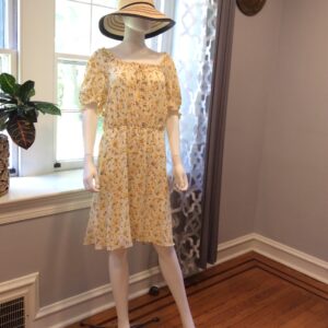 Ralph Lauren Soft Yellow Floral Smocked Dress Size12