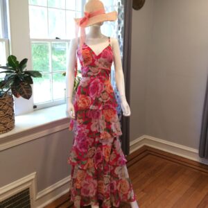 Eliza J Pink Floral Tiered Ruffle Maxi Dress Size 12