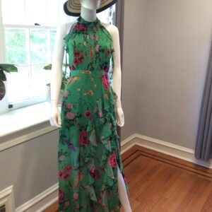 Betsy & Adam Emerald Floral High Neck Maxi Dress Size 2