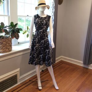 Calvin Klein Black and White Floral Fit and Flare Dress Size 10