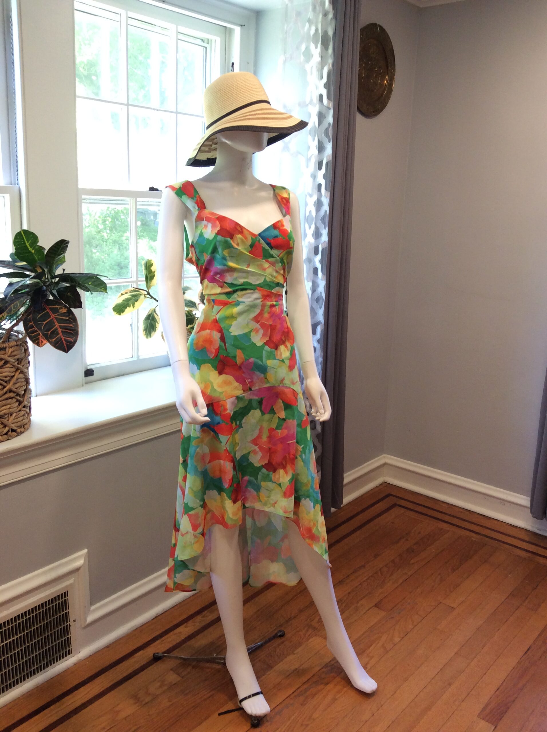 Adrianna Papell Tropical Floral Wrap Maxi Dress Size 12