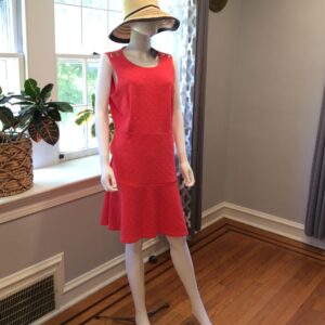 Tommy Hilfiger Elegant Coral Sleeveless Midi Dress Size 16