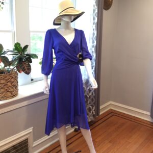 DKNY Royal Blue Elegant Wrap Dress Size 10