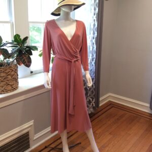 Ralph Lauren Dusty Rose Wrap Midi Dress Size 16