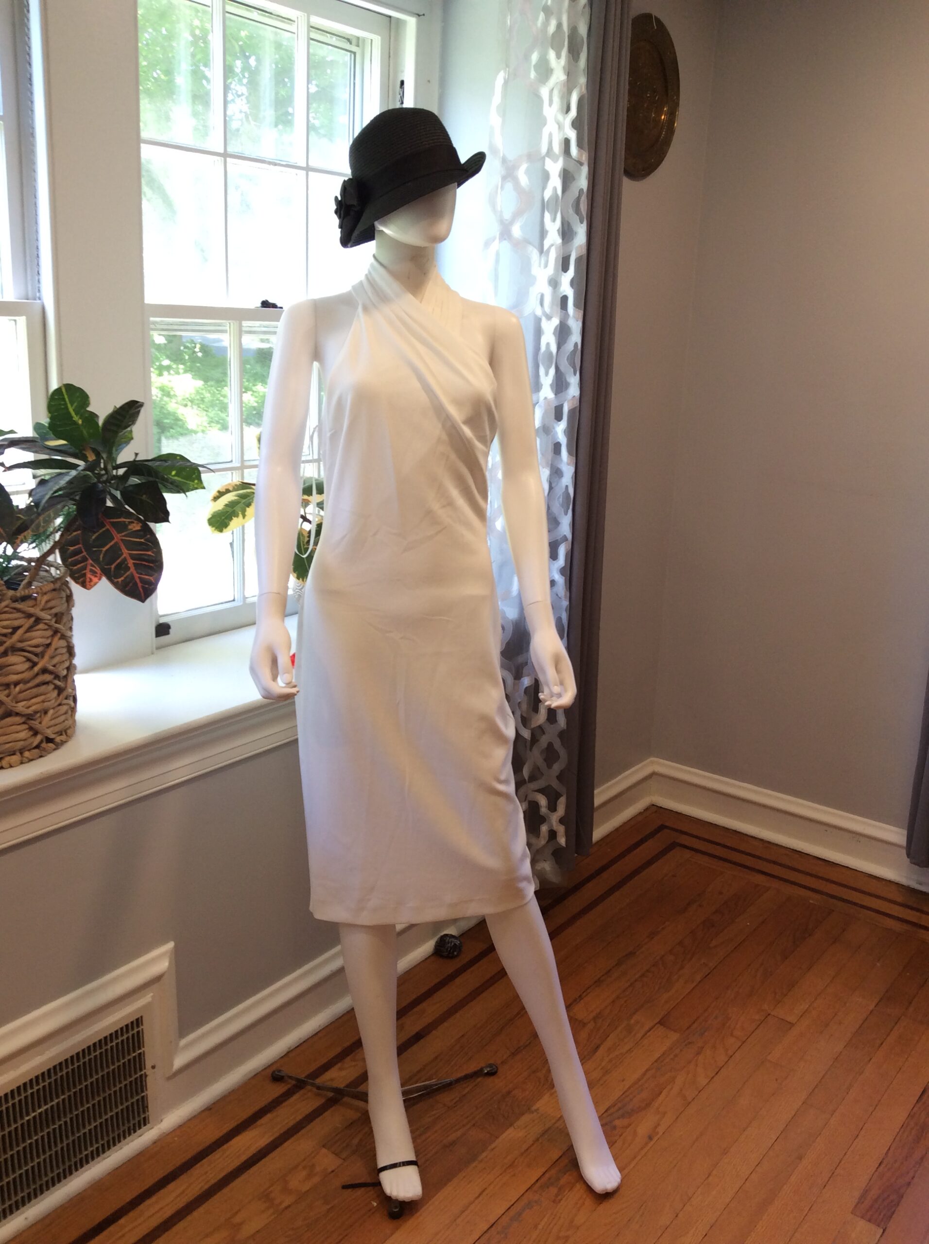 Rachel Roy Ivory Asymmetrical Elegant Midi Dress Size M