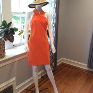 Rachel Roy Vibrant Tangerine Halter Cocktail Dress Size XL