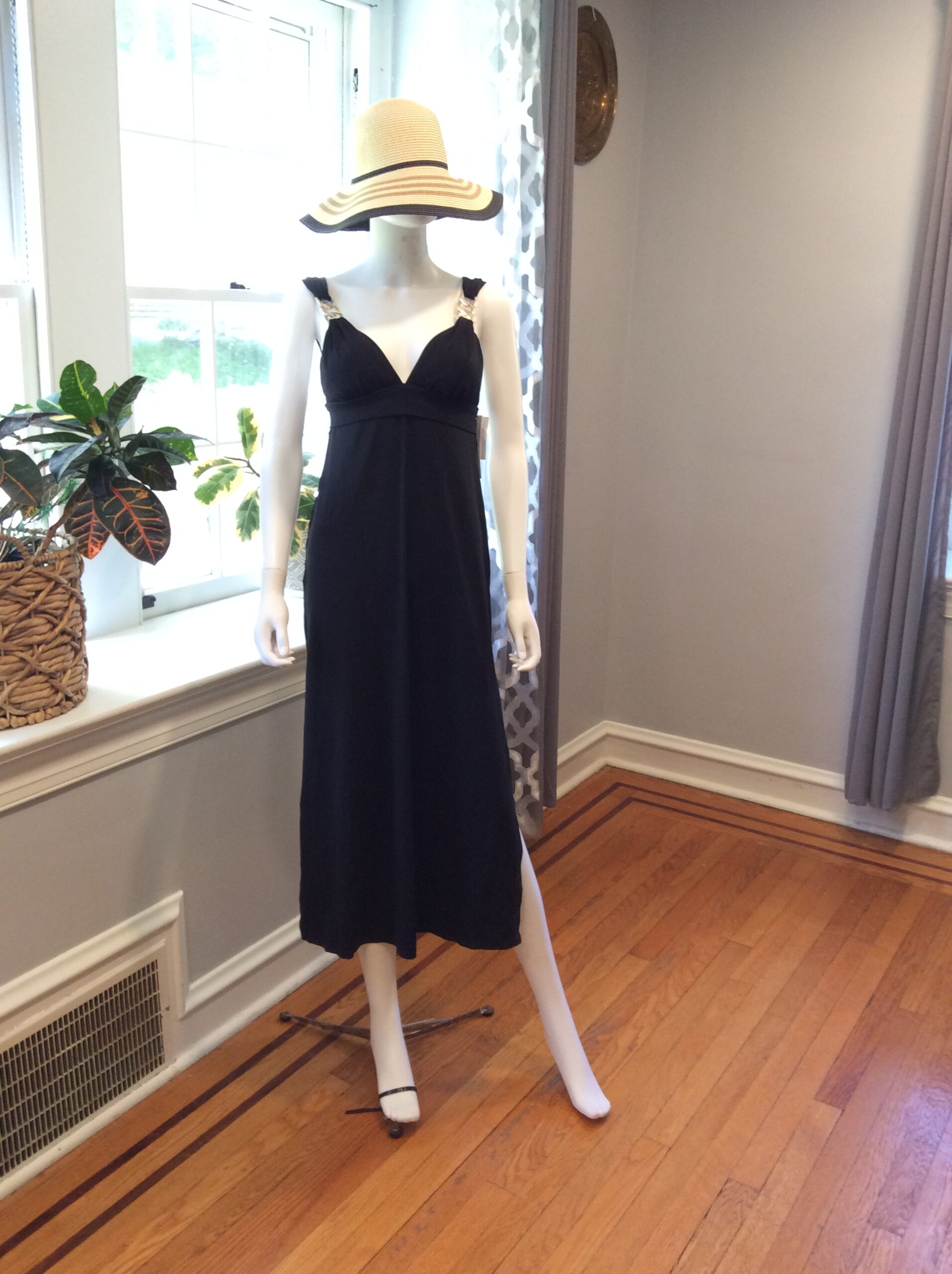 Robin Piccone Classic Black Slip Maxi Dress Size S