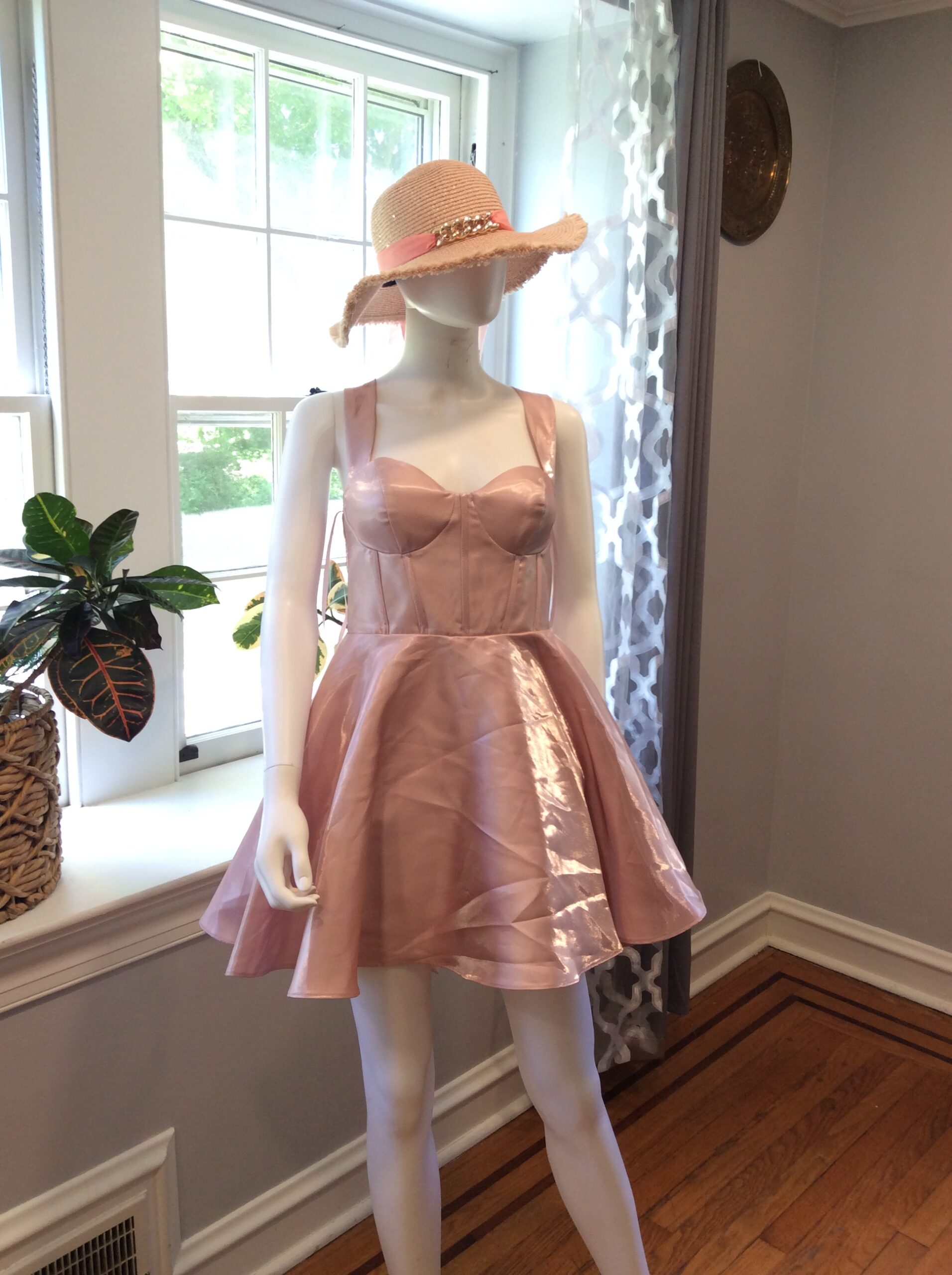 B. Darlin Romantic Blush Pink Satin Fit and Flare Dress Size 7/8