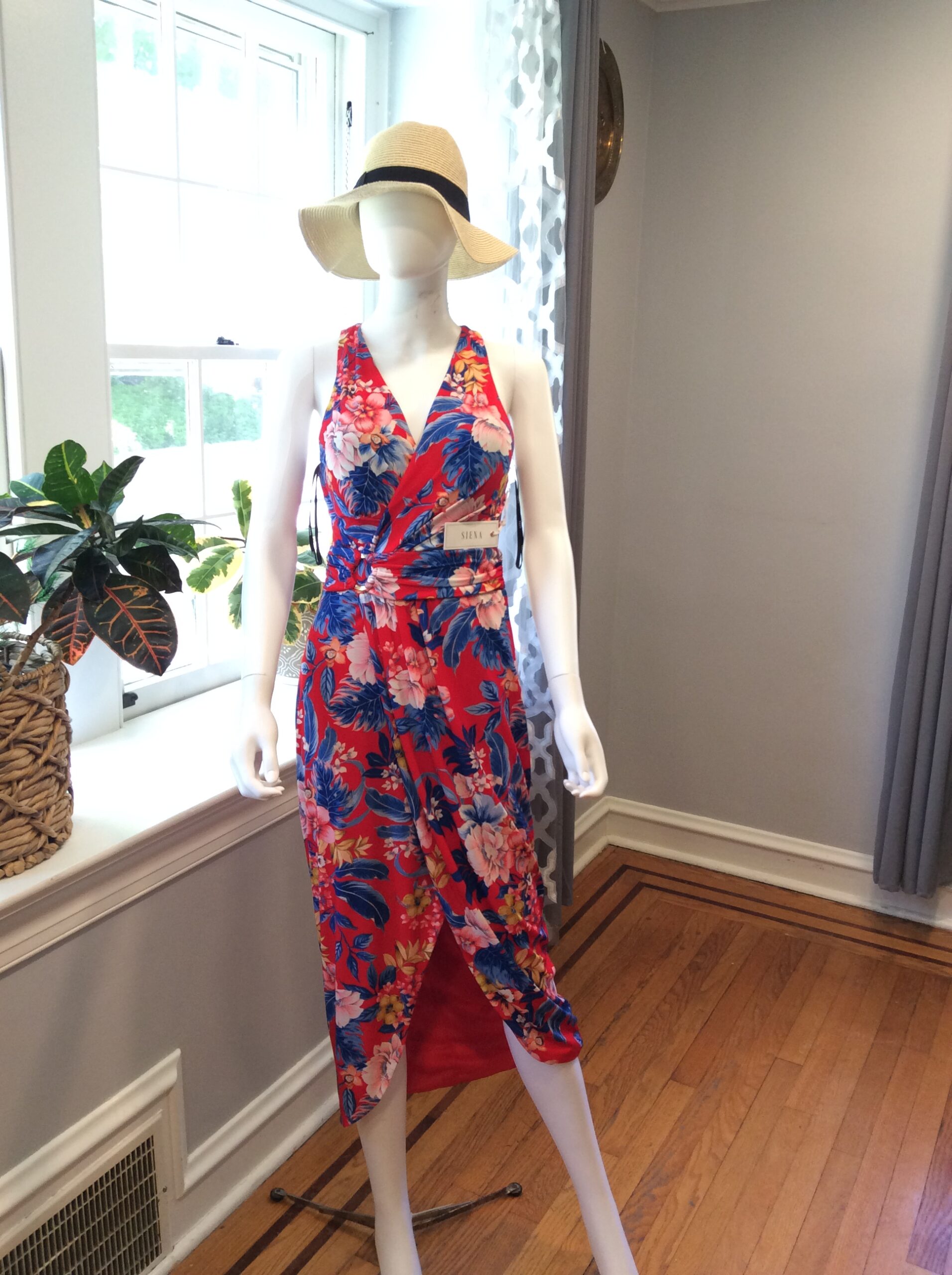 Siena Vibrant Wrap Style Floral Midi Dress Size 4