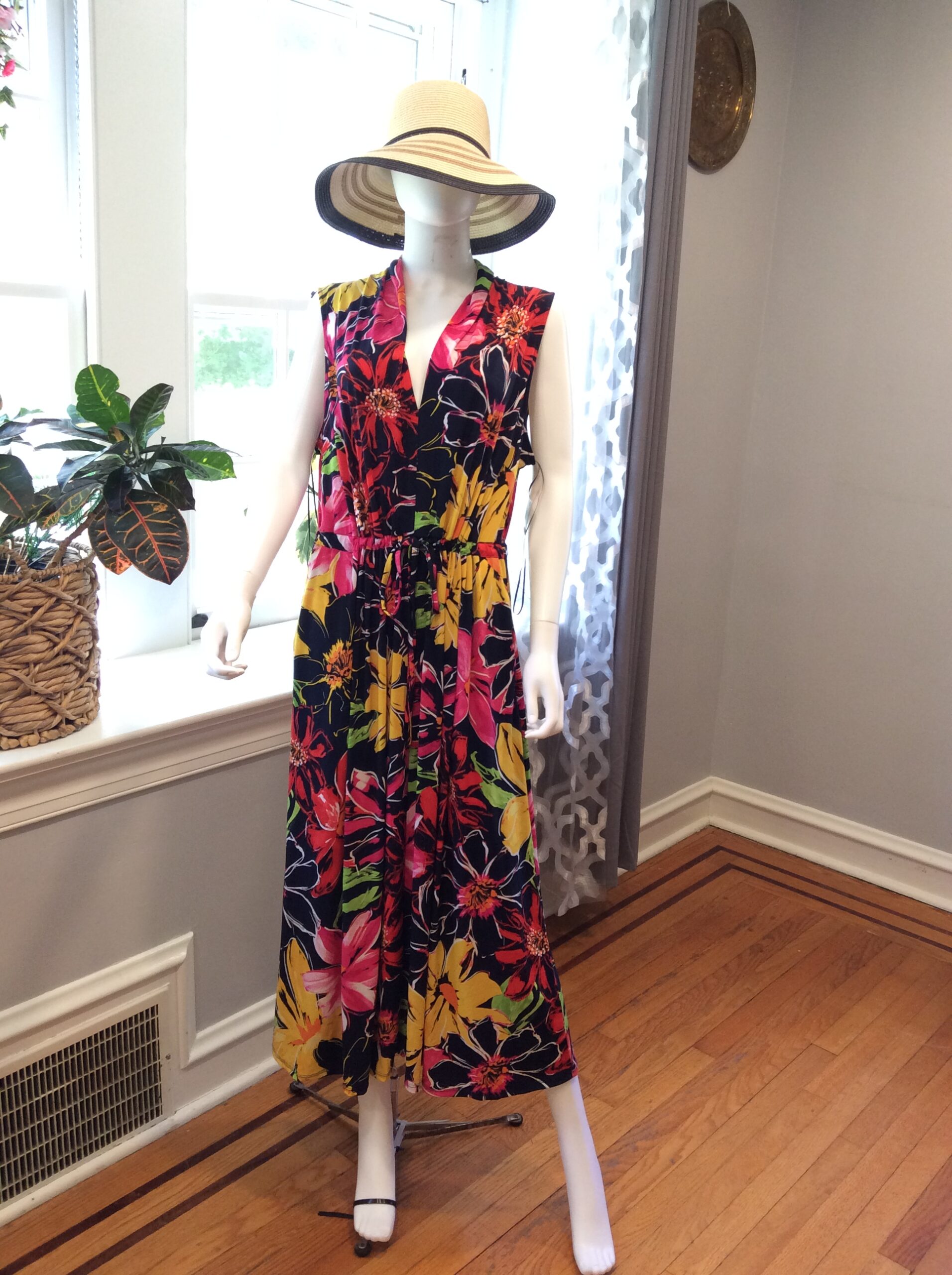 MSK Vibrant Tropical Floral Maxi Dress Size 2X