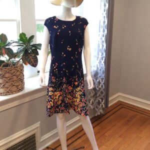 London Times Navy Floral Elegant Midi Dress Size 14