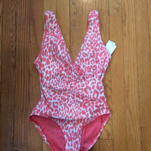 Carmen Marc Valvo Pink Leopard Print One Piece Swimsuit Size 6
