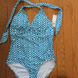 Anne Cole Aqua Geometric Halter One Piece Swimsuit Size 6