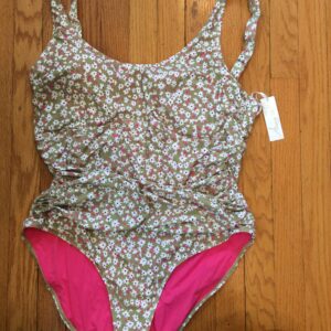 Anne Cole Floral One Piece Swimsuit With Pink Trim Size 22