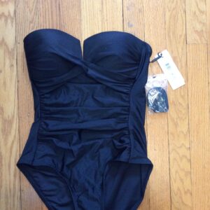 Calvin Klein Black Strapless Ruched One Piece Swimsuit Size 6