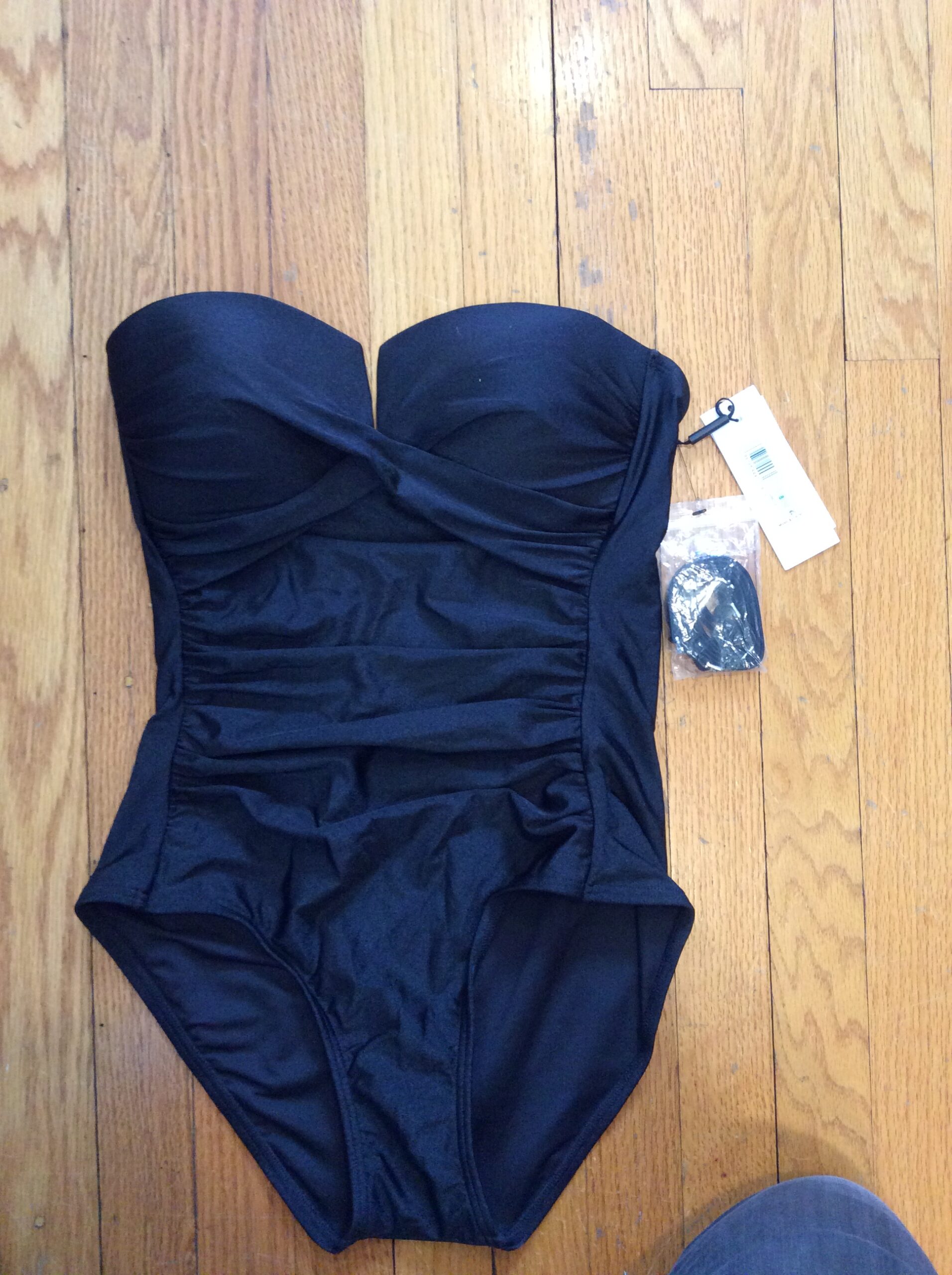 Calvin Klein Black Strapless Ruched One Piece Swimsuit Size 6