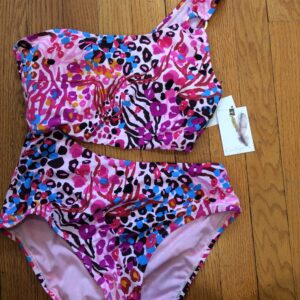 Jessica Simpson Pink Floral One Shoulder Bikini Set Size M