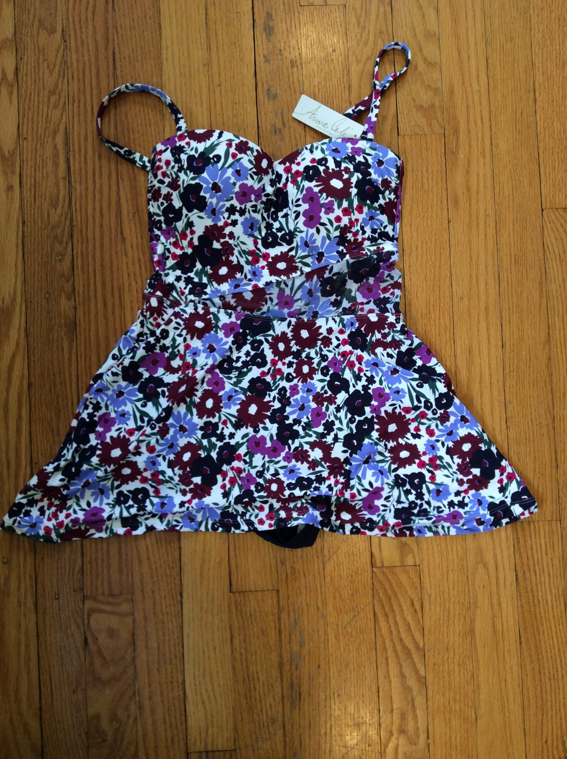 Anne Cole Floral Peplum Swim Dress Size 6