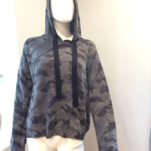 Aqua 100% Cashmere Charcoal Camo Hoodie Size Large