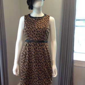Kasper Leopard Print Sleeveless Dress Classic Belted Midi Dress