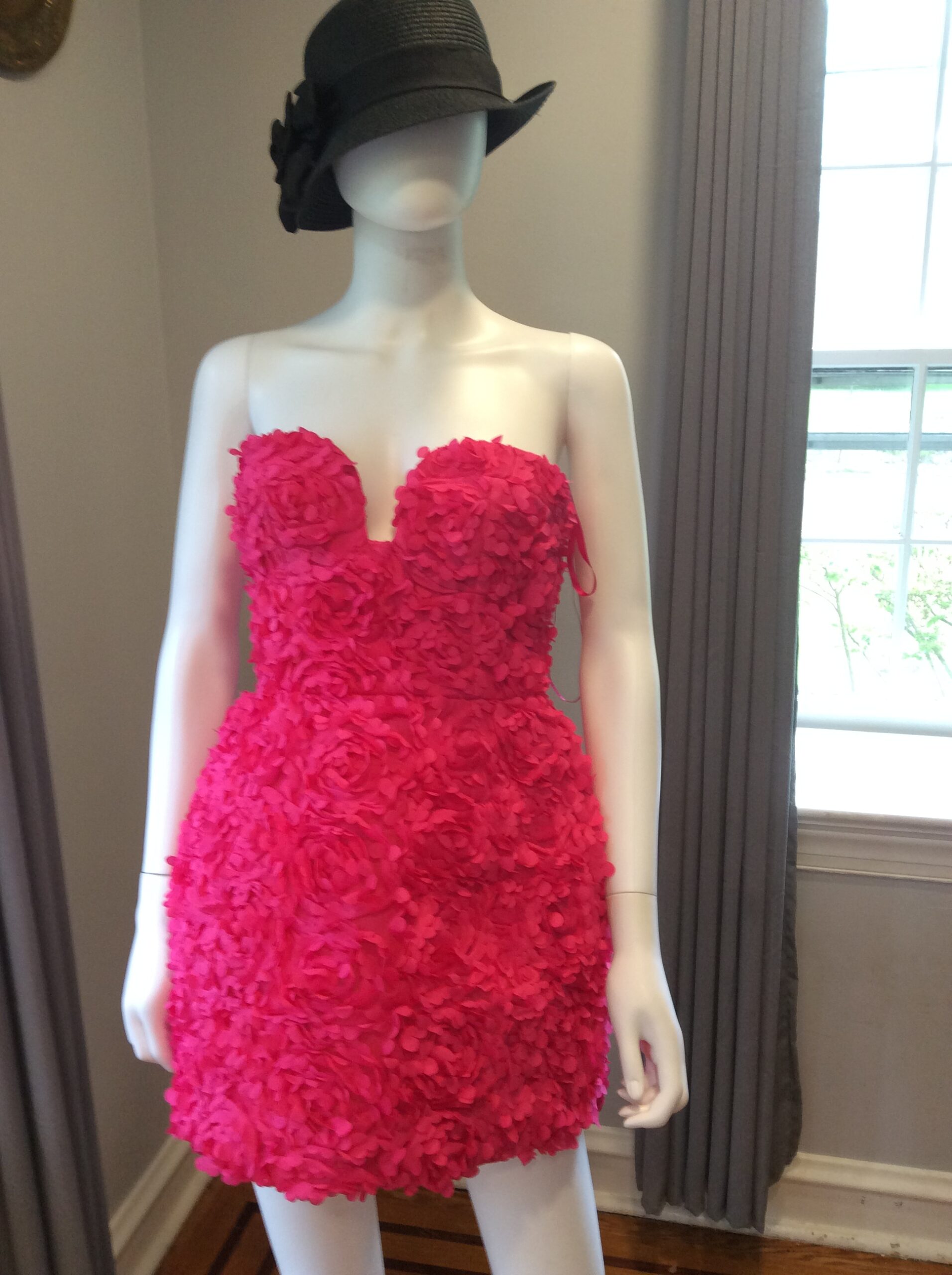 bcbgmaxazria Bright Pink Floral Strapless Mini Dress Statement Party Dress