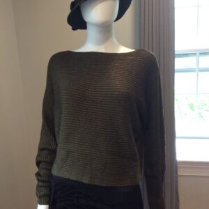 Lauren Ralph Lauren Olive Metallic Sweater Luxe Lightweight Knit Top
