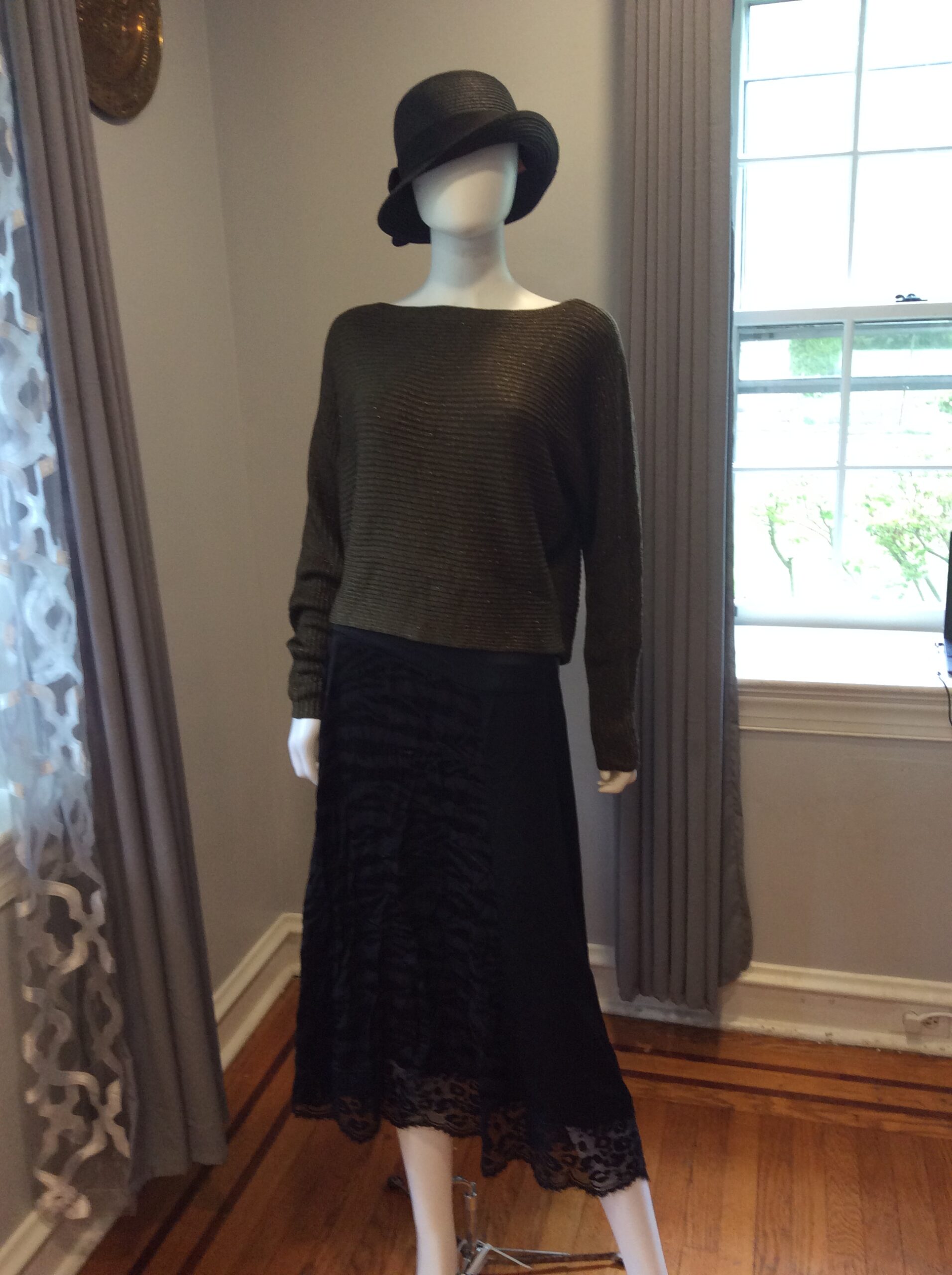 Lauren Ralph Lauren Olive Metallic Sweater Luxe Lightweight Knit Top - Image 2