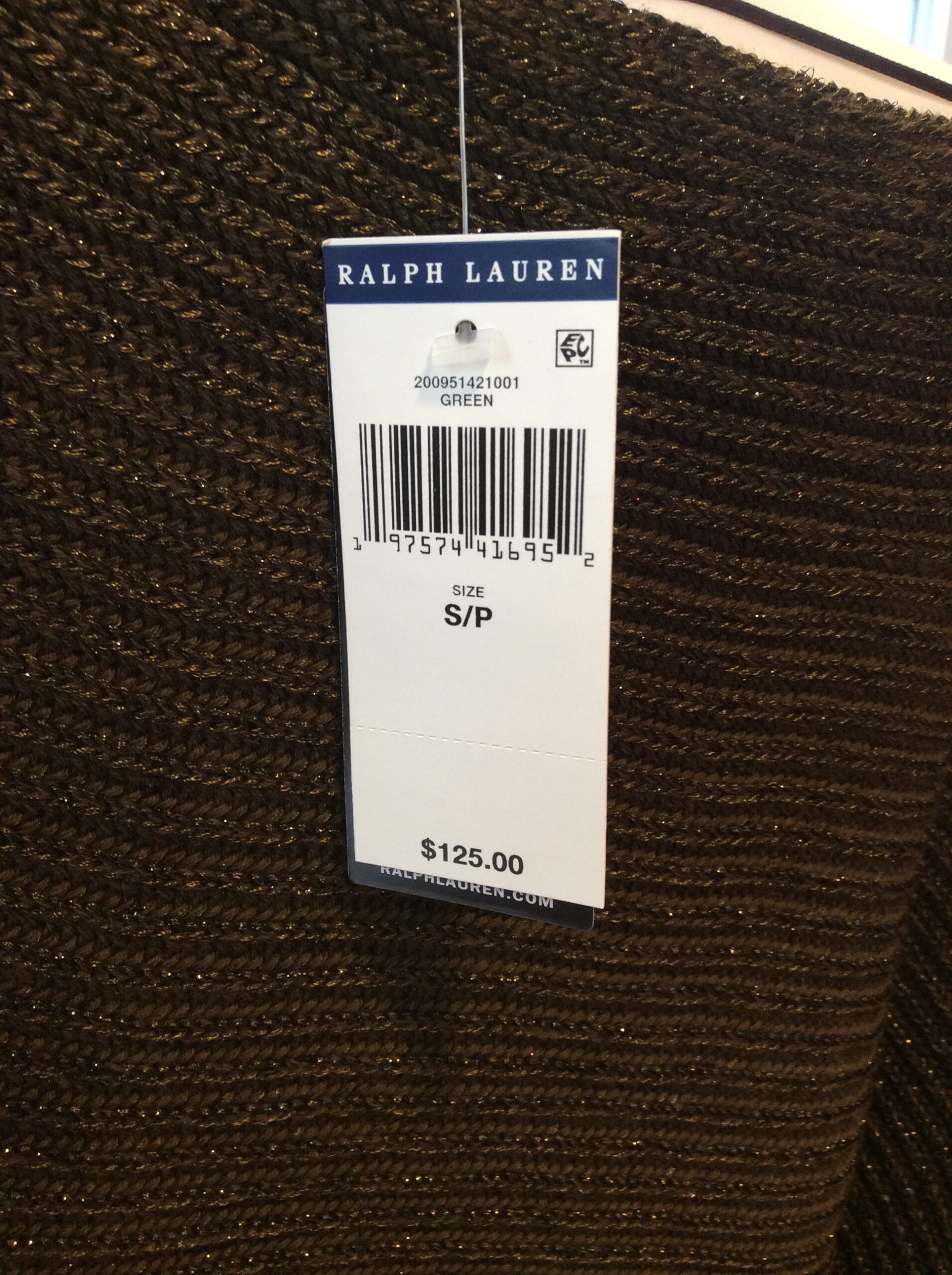 Lauren Ralph Lauren Olive Metallic Sweater Luxe Lightweight Knit Top - Image 5