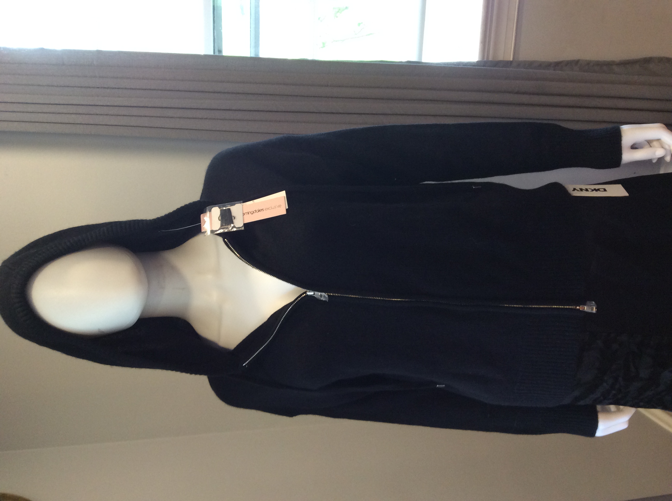 Aqua Cashmere Black Zip Up Hoodie Luxe Minimalist Designer Sweatshirt