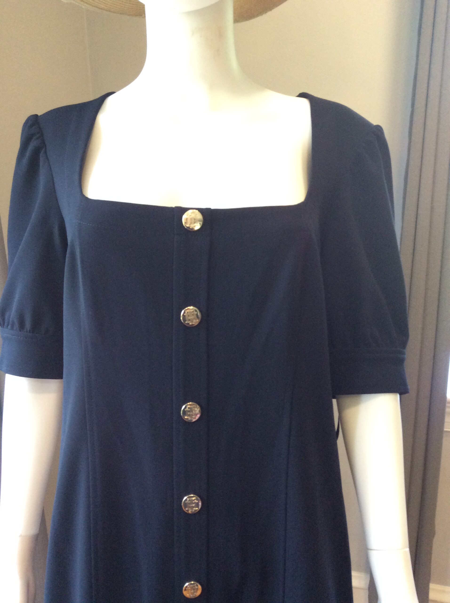 Tommy Hilfiger Black Button Front Dress Classic Fit Flare Dress - Image 2