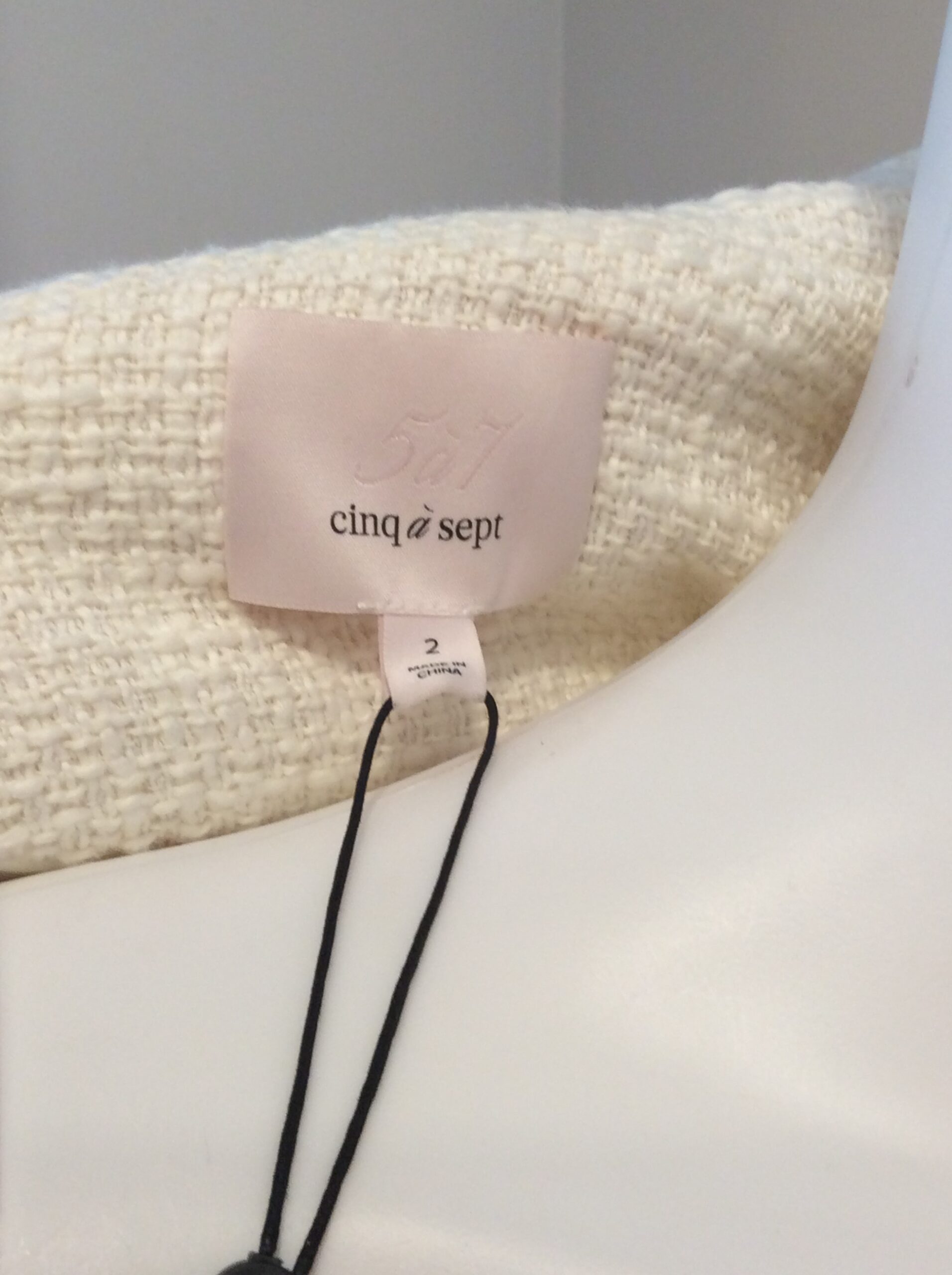 Cinq à Sept Ivory Tweed Mini Dress Luxe Gold Button Designer Dress - Image 5
