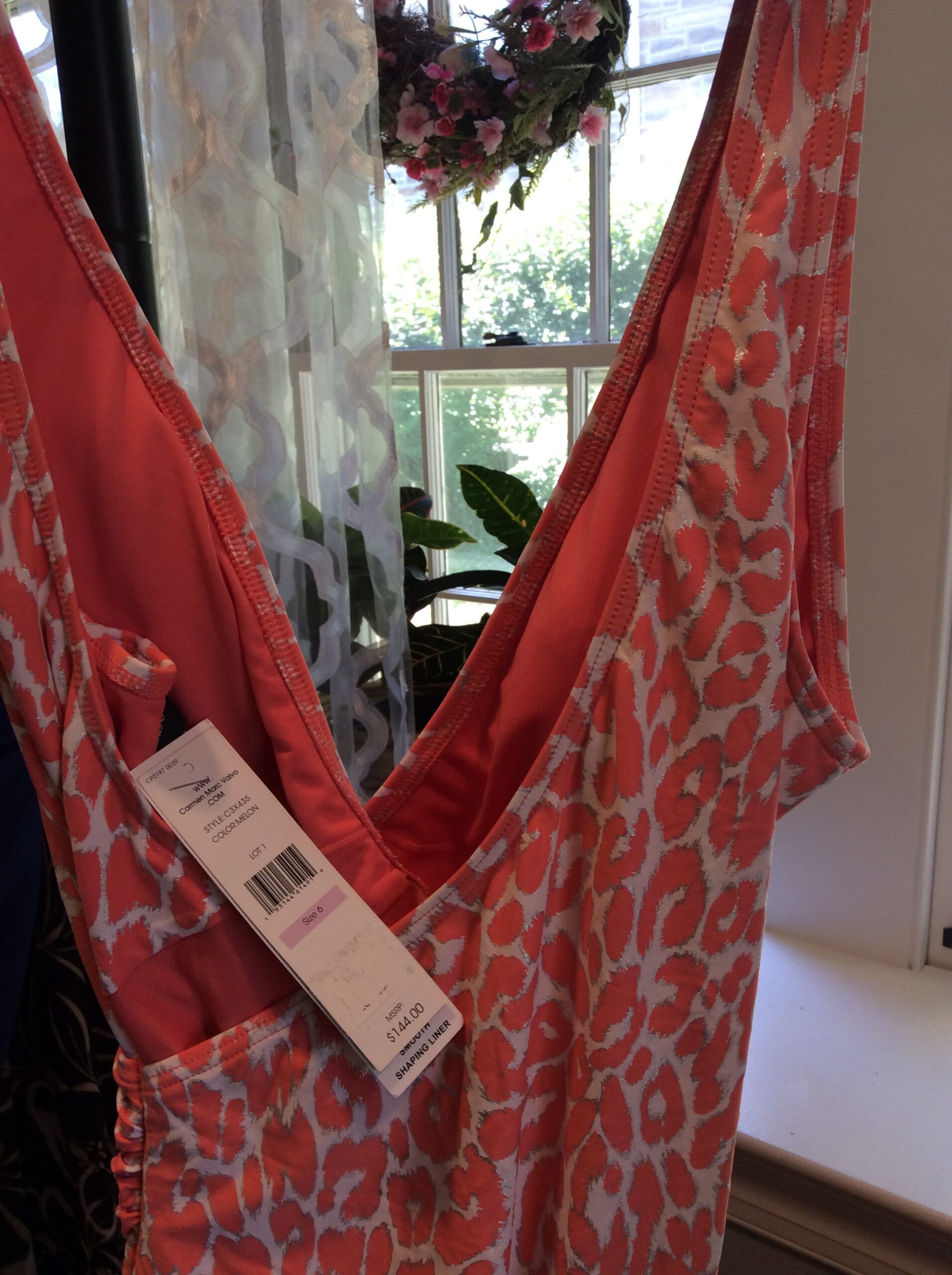 Carmen Marc Valvo Pink Leopard Print One Piece Swimsuit Size 6 - Image 3