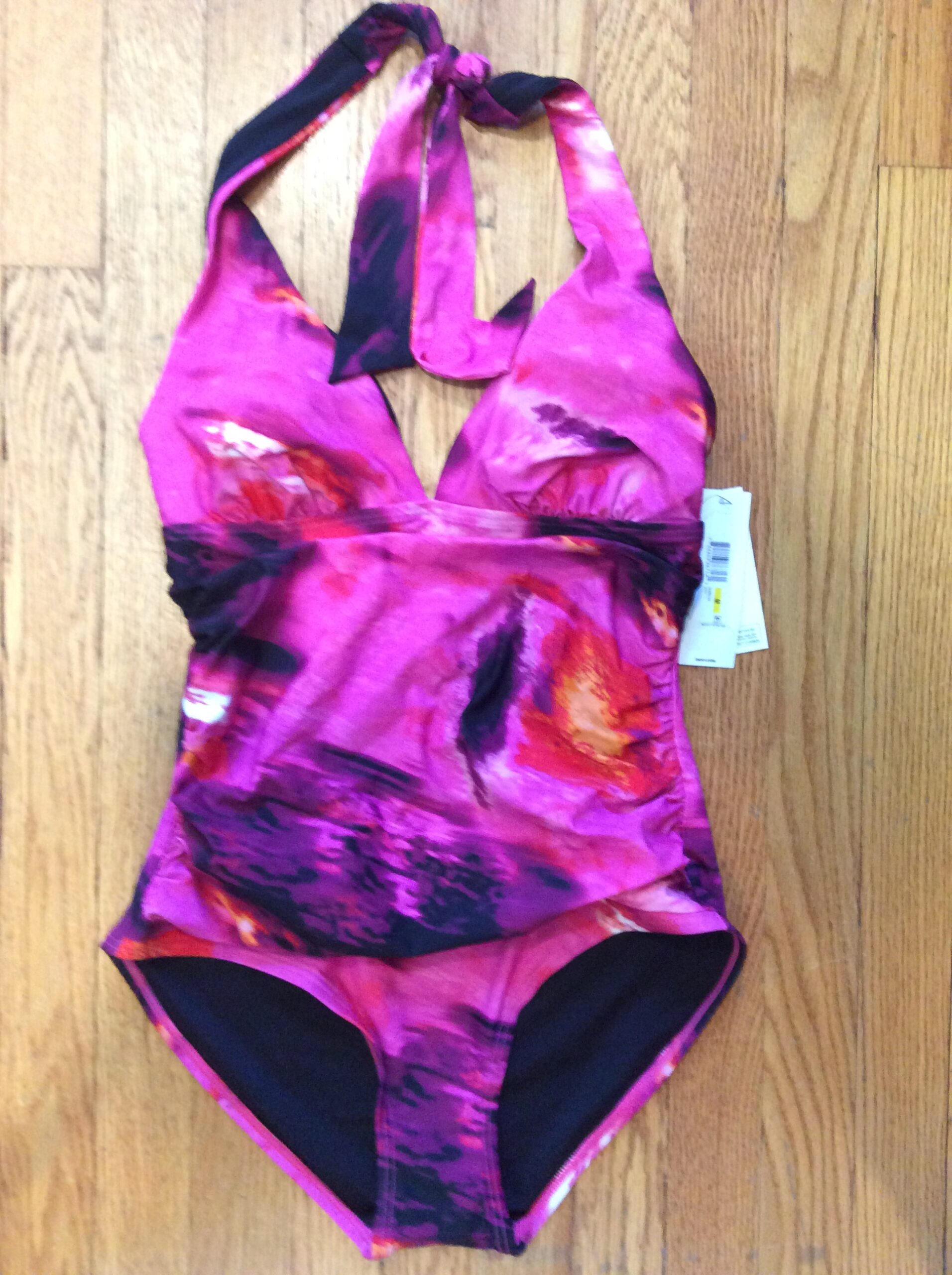 DKNY Pink Abstract Print One Piece Swimsuit Size M - Image 2