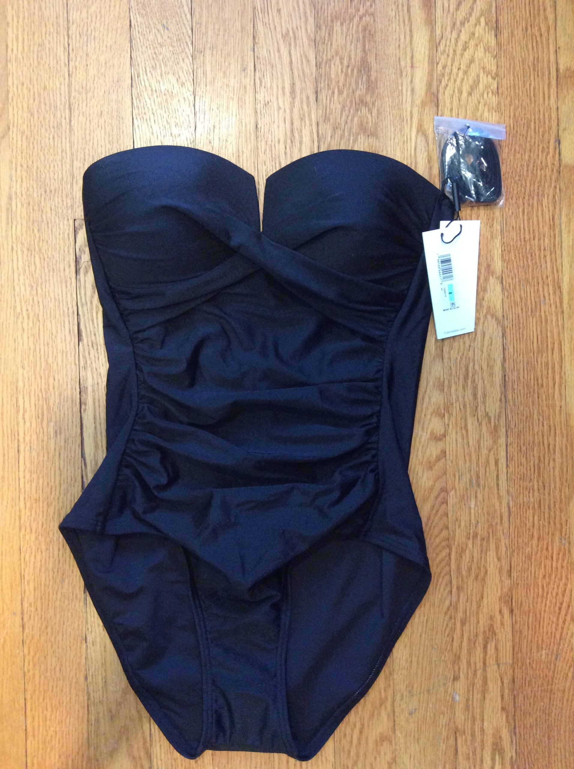 Calvin Klein Black Strapless Ruched One Piece Swimsuit Size 6 - Image 2