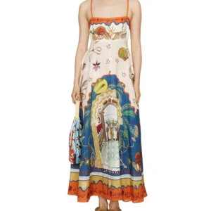 Alemais surrealist printed flax midi dress Size 4