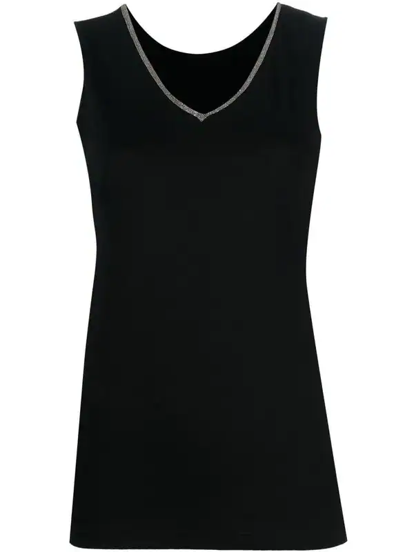 Fabiana Filippi Black Sleeveless bead-embellished tank top Size XS - Image 8
