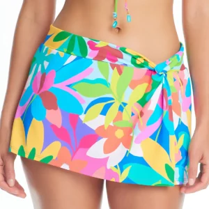 Bleu Rod Beattie Multicolor Floral Swim Skirt Women's Size 8 NWT Tropical Swimwear