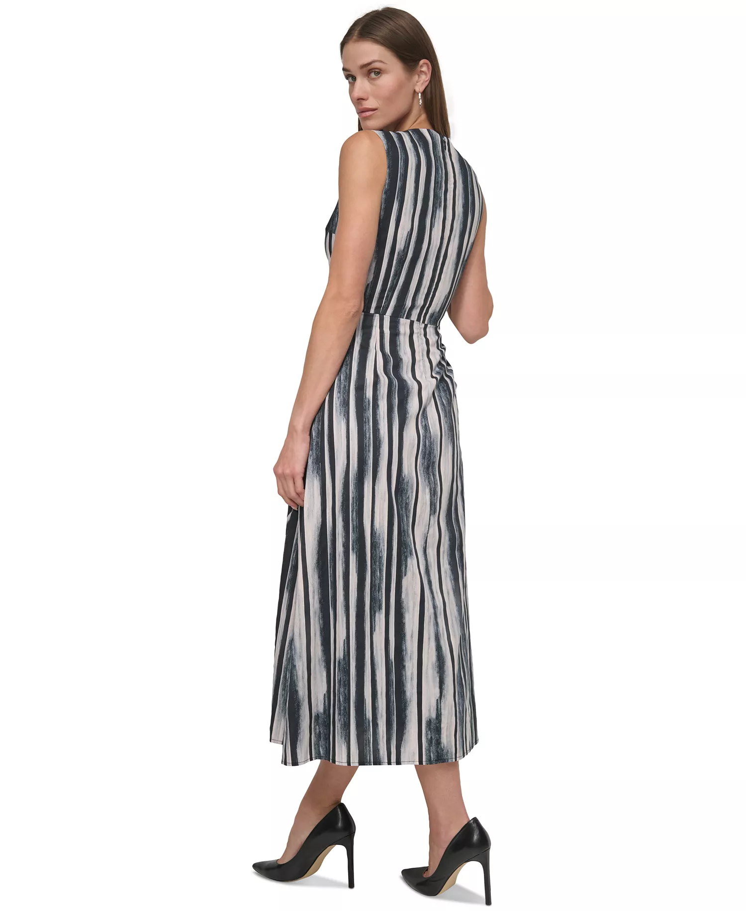 DKNY Women's Jewel-Neck Faux-Wrap Sleeveless Dress Size 16 - Image 2